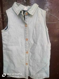 Cute Denim Sleeveless Shirt