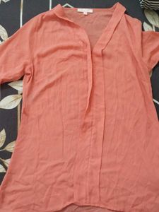 Coral V-Neck Top