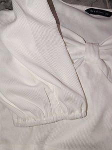 White Bow Detail Top