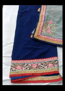 Elegant Navy Blue Embroidered Salwar Kameez