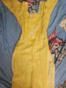Bright Yellow Kurti With Pants