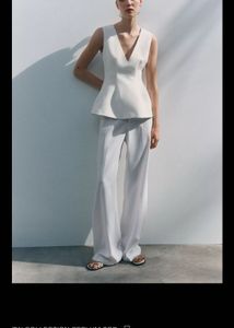 Zara White Peplum Top