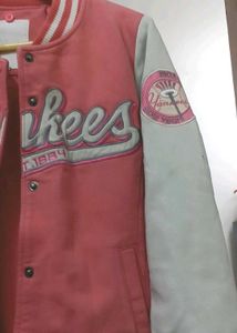 Pink New York Yankees Varsity Jacket+1🆓hand Bag