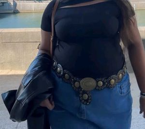 Y2k Leather Disc Vintage Belt