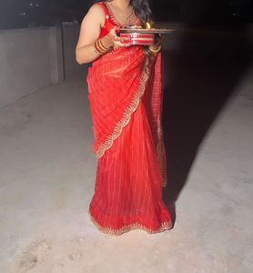 Saree With Readymade Blouse Bust Size Till 42