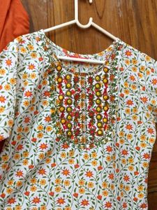 Brand New Floral Embroidered Kurti with Pant