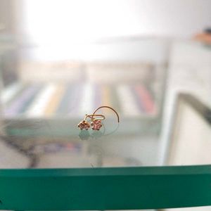 18K Pure Gold White Dimond Nose Pin 1 Pair