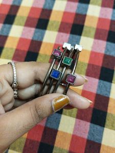 Oxidised Metal Bangles with Colour Stones ✨💫
