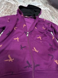 Purple Black Hooded Pretty Sweatshirt