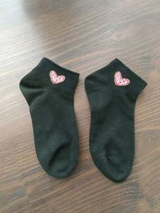 Black Socks with Heart Detail