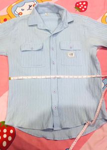 Korean style half shirt cyan colour