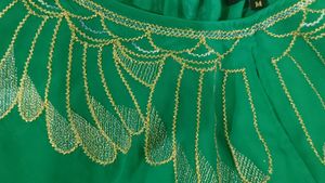 Green Embroidered Sheer Top