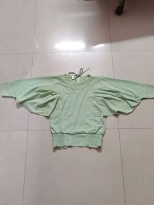 Green Flutter Sleeve Top