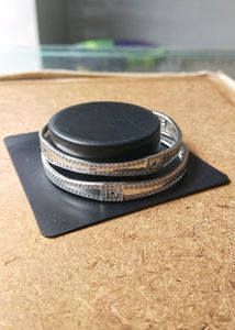 Sterling Pure Silver CZ  Rhodium Bangles 1 Pair