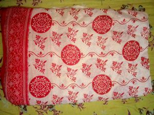 Red & White Cotton Saree