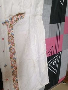 Embroidered White Kurti