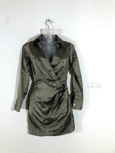 Olive Green Satin Bodycon Dress