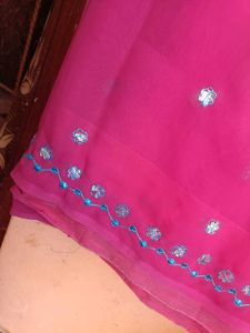 Pink Georgette Saree With Blouse