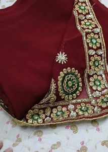 Women's Maroon & Gold Embroidered Saree
