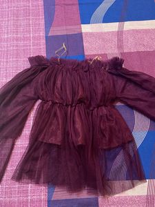 Elegant Maroon Tulle Top