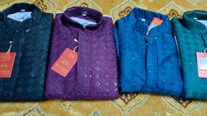 Green Embroidered Kurta Set