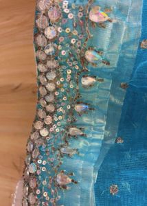 Elegant Blue Embellished Saree