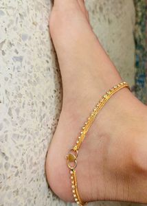 Gold Anklet with Rhinestones