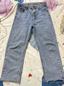High Waist Cropped Straight Jeans