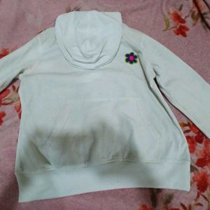 White Hoodie with Flower Detail