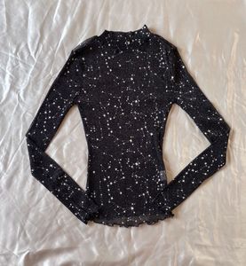 Shein Black Mesh Net Full Sleeves Top