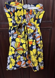 Floral Print Tune Dress With Now On Back