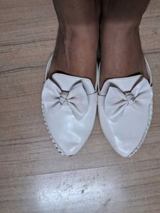 White Flat Slippers