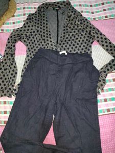 polka dot winter imported shrug and pants set