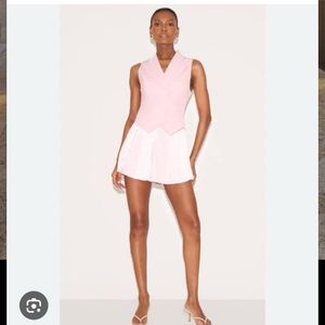 PLT Pink Double Breasted Pleated Playsuit