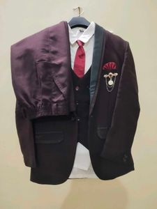 Boys Burgundy 4-Piece Suit