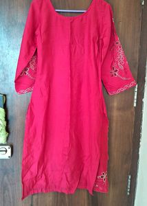 Elegant Red Embroidered Kurta