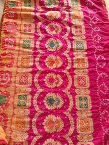Red &amp; Pink Bandhini Printed Saree Fix Price