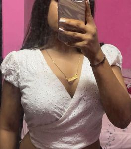 White Eyelet Wrap Top