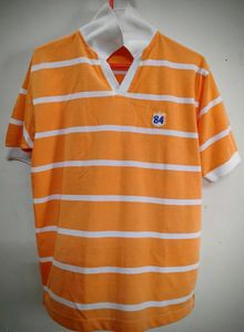 Orange Striped Polo T-shirt