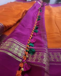 Mysore crepe silk tri color Saree