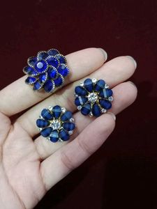 Blue Floral Jewelry Set