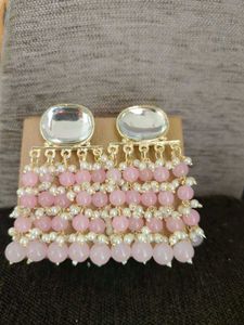 Pink Beaded Earrings