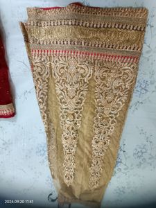 Golden Pink Red Lehenga