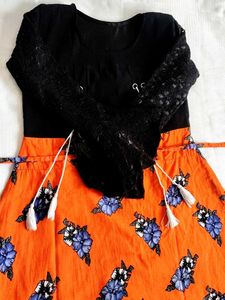 Unique Orange Floral Dress❤️