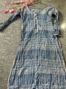 Blue & White Patterned Maxi Dress