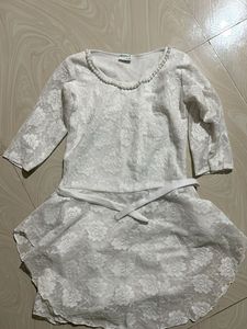 Elegant White Lace Midi Dress