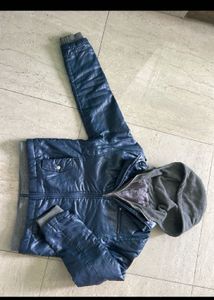 Stylish Blue Hooded Jacket