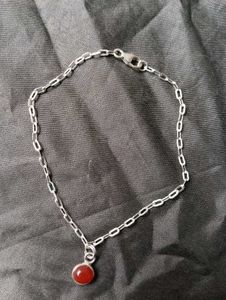Pure Silver With Carnelian Bracelet