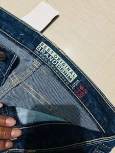 Dark Blue Flared Denim Jeans