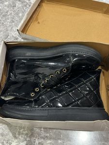 Black Quilted High Top Boots